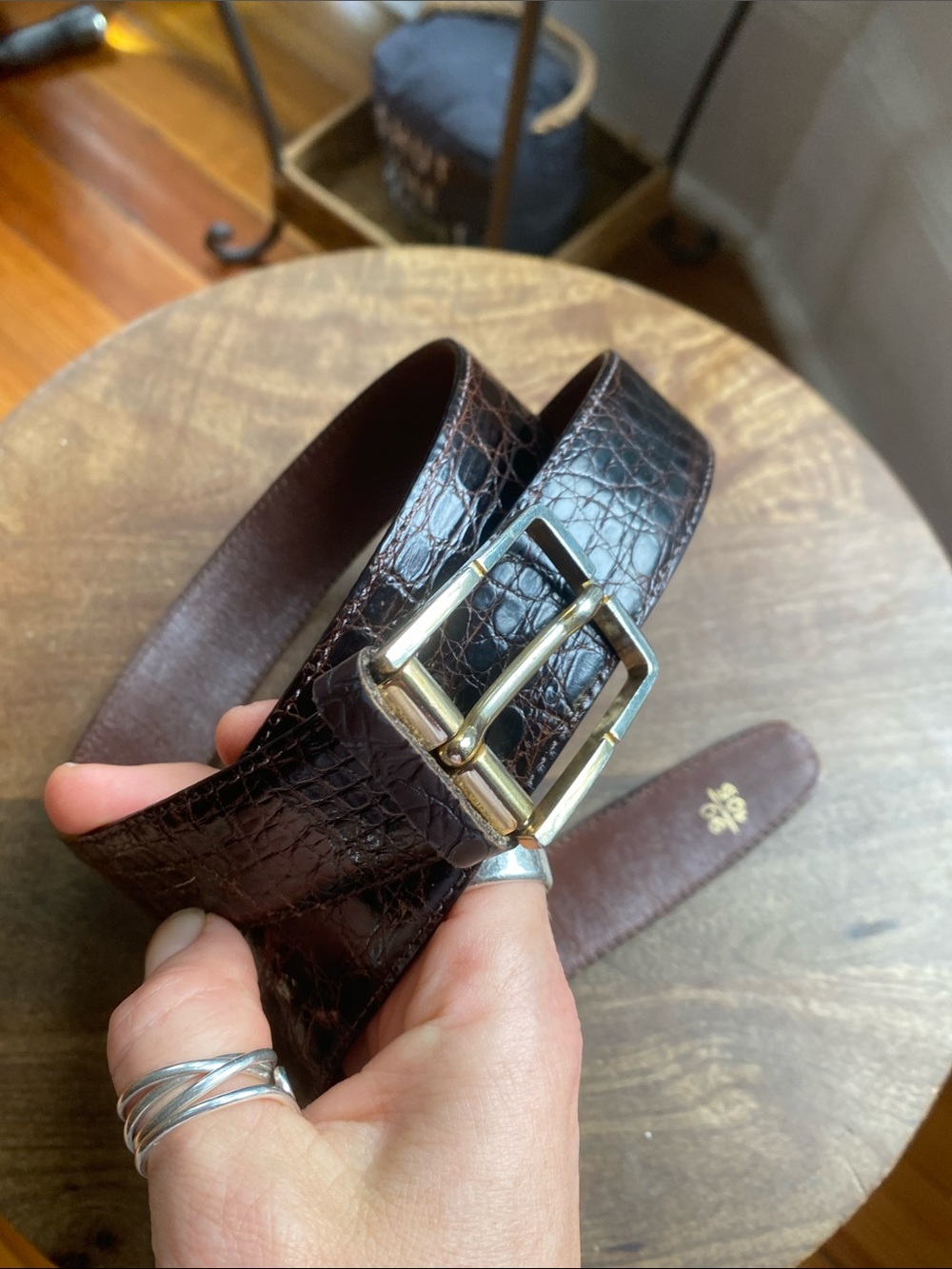 Vintage Bally Crocodile leather brown Belt